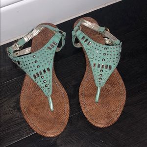 Turquoise & Rose gold sandals